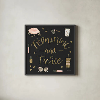 Boss Ladies VI Black by Jenaya Jackson. Shown in a sleek black glass frame for a contemporary gallery look. Available as an archival giclee rolled canvas, fine art paper, or poster print. SKU 42767a.