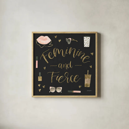 Boss Ladies VI Black by Jenaya Jackson. Shown in a natural wood glass frame for a timeless modern aesthetic. Available as an archival giclee rolled canvas, fine art paper, or poster print. SKU 42767a.