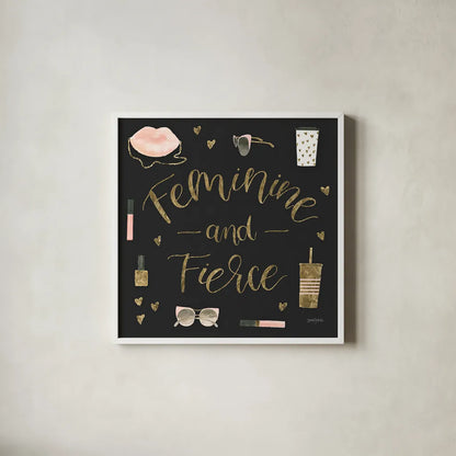 Boss Ladies VI Black by Jenaya Jackson. Shown in a crisp white glass frame for a clean and minimalist style. Available as an archival giclee rolled canvas, fine art paper, or poster print. SKU 42767a.