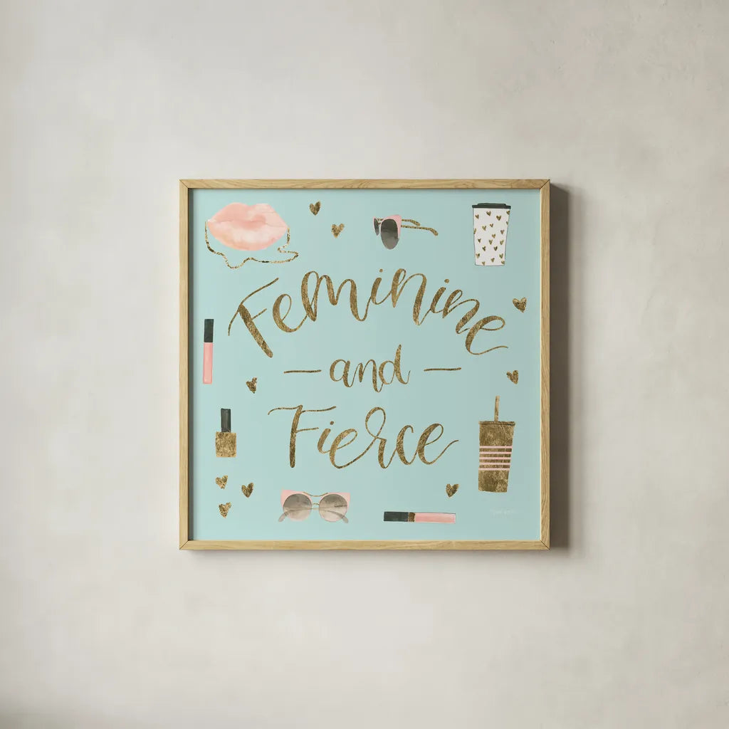 Boss Ladies VI Mint by Jenaya Jackson. Shown in a natural wood glass frame for a timeless modern aesthetic. Available as an archival giclee rolled canvas, fine art paper, or poster print. SKU 42899a.