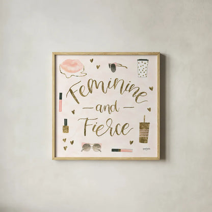 Boss Ladies VI Pink by Jenaya Jackson. Shown in a natural wood glass frame for a timeless modern aesthetic. Available as an archival giclee rolled canvas, fine art paper, or poster print. SKU 42761a.