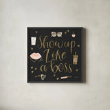 Boss Ladies VII Black by Jenaya Jackson. Shown in a sleek black glass frame for a contemporary gallery look. Available as an archival giclee rolled canvas, fine art paper, or poster print. SKU 42768a.