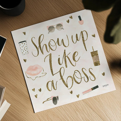 Boss Ladies VII Pink by Jenaya Jackson. Shown as a detailed flat fine art print, highlighting archival giclee quality. Available as an archival giclee rolled canvas, fine art paper, or poster print. SKU 42762a.