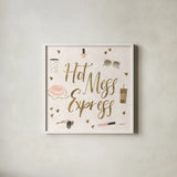 Boss Ladies VII Pink Hot Mess by Jenaya Jackson. Shown in a crisp white glass frame for a clean and minimalist style. Available as an archival giclee rolled canvas, fine art paper, or poster print. SKU 61254a.