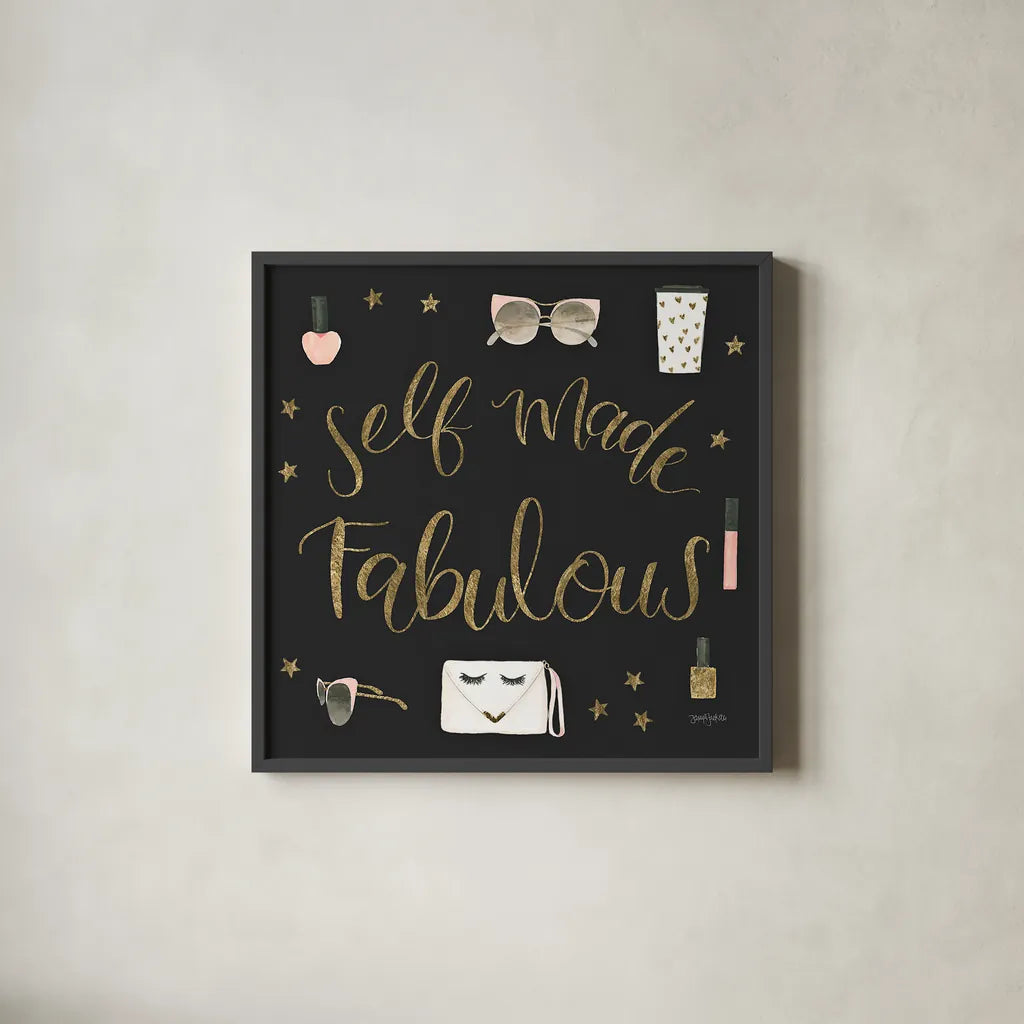 Boss Ladies VIII Black by Jenaya Jackson. Shown in a sleek black glass frame for a contemporary gallery look. Available as an archival giclee rolled canvas, fine art paper, or poster print. SKU 42769a.