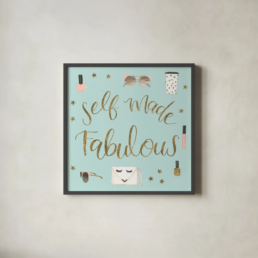 Boss Ladies VIII Mint by Jenaya Jackson. Shown in a sleek black glass frame for a contemporary gallery look. Available as an archival giclee rolled canvas, fine art paper, or poster print. SKU 42901a.