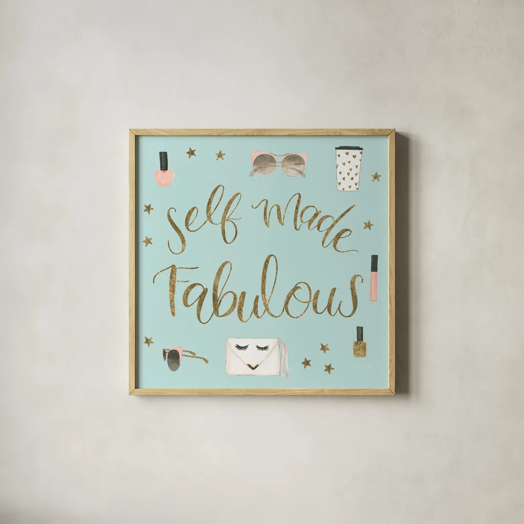 Boss Ladies VIII Mint by Jenaya Jackson. Shown in a natural wood glass frame for a timeless modern aesthetic. Available as an archival giclee rolled canvas, fine art paper, or poster print. SKU 42901a.