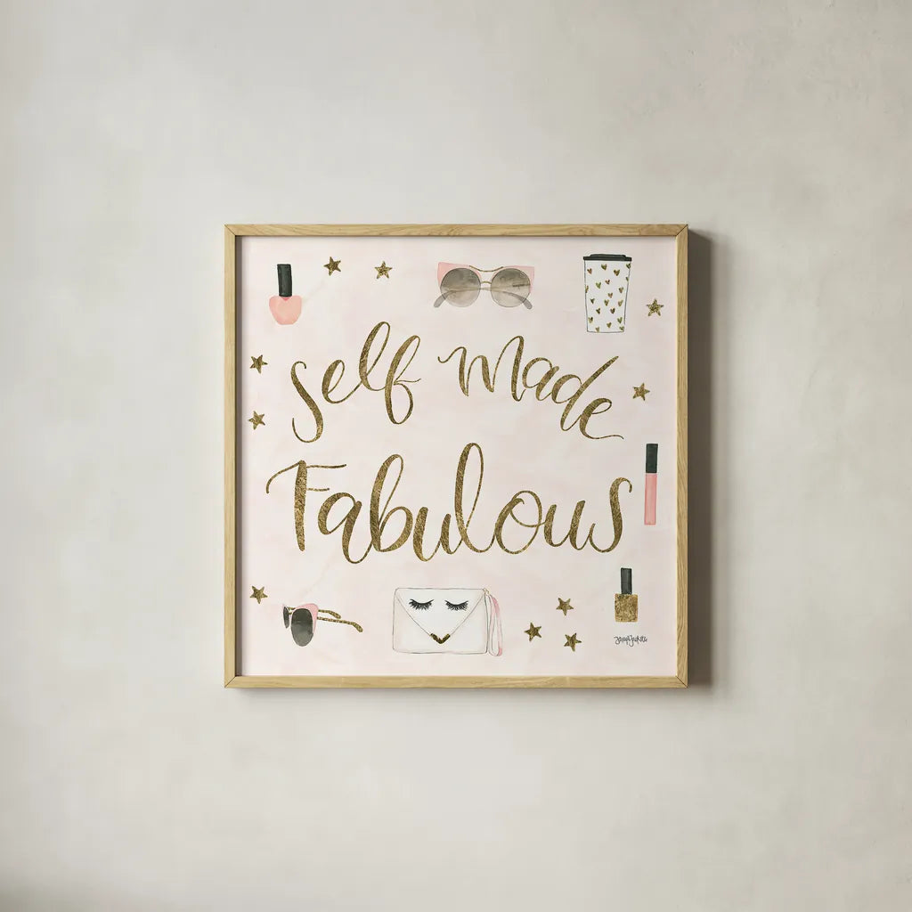 Boss Ladies VIII Pink by Jenaya Jackson. Shown in a natural wood glass frame for a timeless modern aesthetic. Available as an archival giclee rolled canvas, fine art paper, or poster print. SKU 42763a.