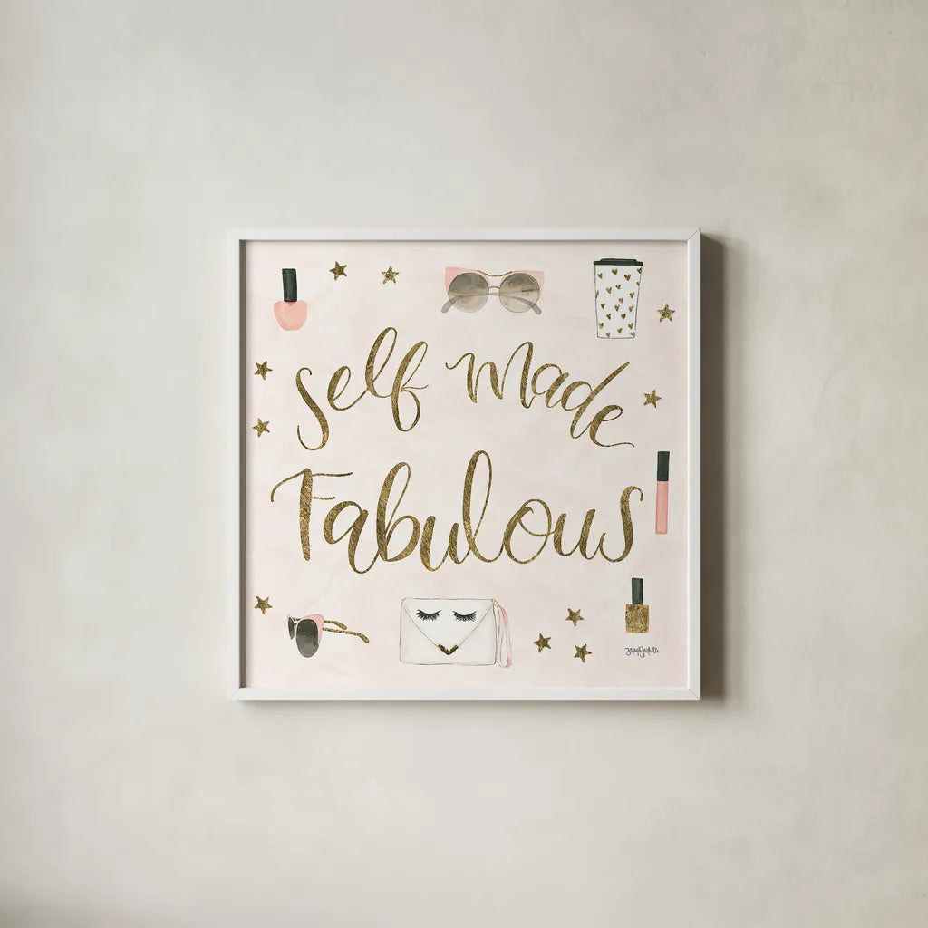 Boss Ladies VIII Pink by Jenaya Jackson. Shown in a crisp white glass frame for a clean and minimalist style. Available as an archival giclee rolled canvas, fine art paper, or poster print. SKU 42763a.