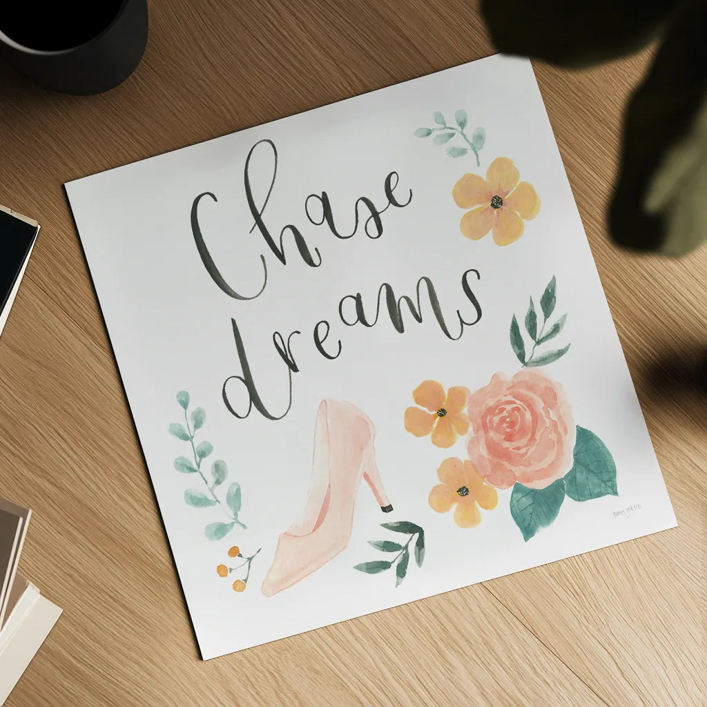 Chase Dreams I by Jenaya Jackson. Shown as a detailed flat fine art print, highlighting archival giclee quality. Available as an archival giclee rolled canvas, fine art paper, or poster print. SKU 56186a.