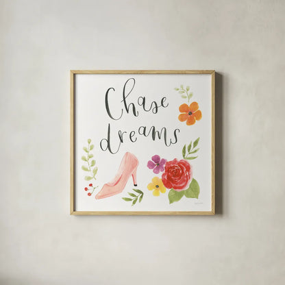 Chase Dreams I Autumn by Jenaya Jackson. Shown in a natural wood glass frame for a timeless modern aesthetic. Available as an archival giclee rolled canvas, fine art paper, or poster print. SKU 59333a.