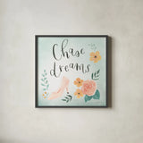 Chase Dreams I Green by Jenaya Jackson. Shown in a sleek black glass frame for a contemporary gallery look. Available as an archival giclee rolled canvas, fine art paper, or poster print. SKU 56190a.