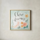 Chase Dreams I Green by Jenaya Jackson. Shown in a natural wood glass frame for a timeless modern aesthetic. Available as an archival giclee rolled canvas, fine art paper, or poster print. SKU 56190a.