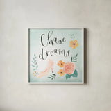 Chase Dreams I Green by Jenaya Jackson. Shown in a crisp white glass frame for a clean and minimalist style. Available as an archival giclee rolled canvas, fine art paper, or poster print. SKU 56190a.
