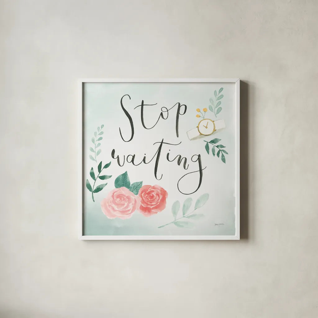 Chase Dreams II Green by Jenaya Jackson. Shown in a crisp white glass frame for a clean and minimalist style. Available as an archival giclee rolled canvas, fine art paper, or poster print. SKU 56191a.