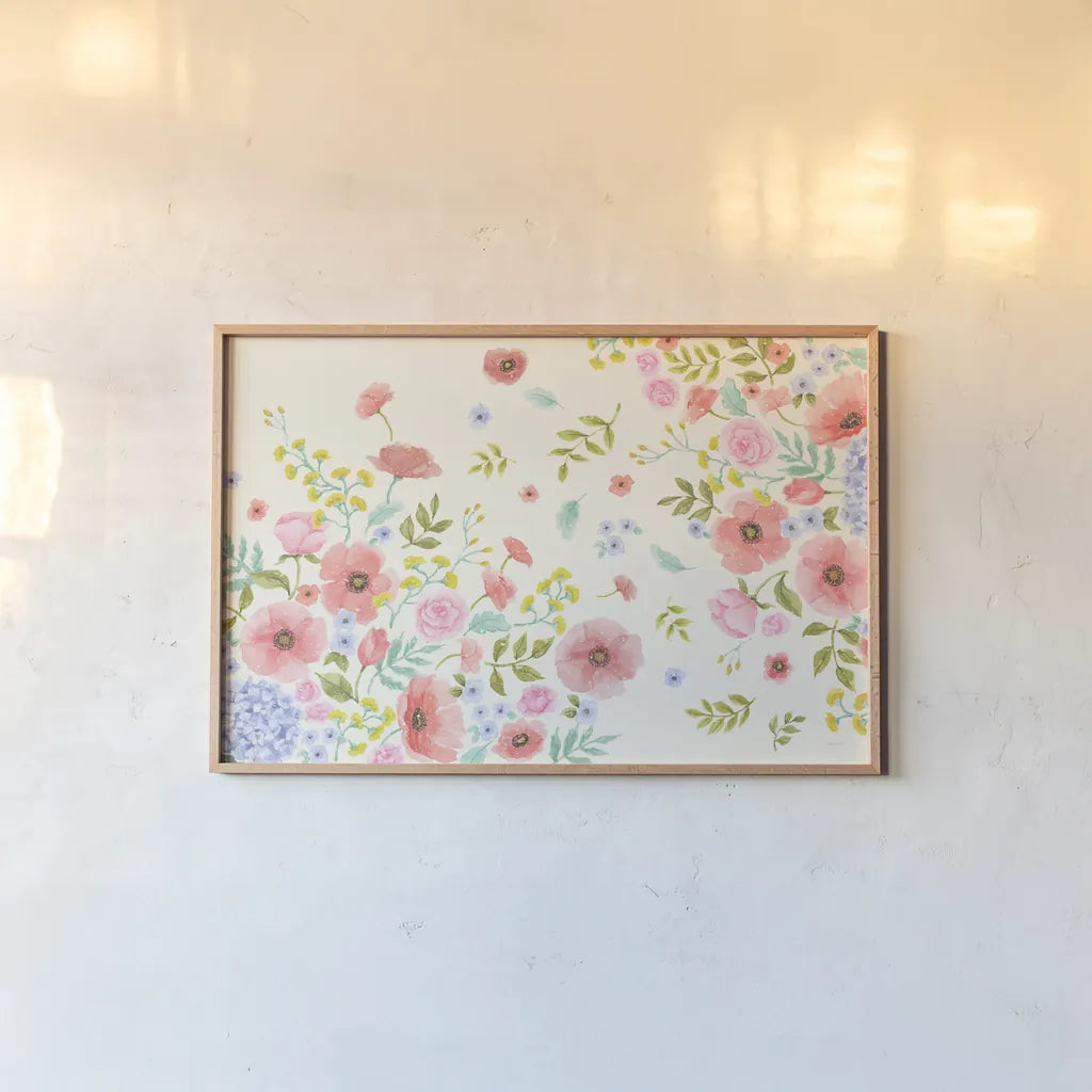 Cottage Nostalgia I by Jenaya Jackson. shown as a paper print in a natural frame. Available as a archival giclee rolled canvas, fine art paper, or poster print. SKU 68530i.