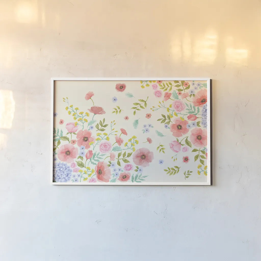 Cottage Nostalgia I by Jenaya Jackson. shown as a paper print in a white frame. Available as a archival giclee rolled canvas, fine art paper, or poster print. SKU 68530i.