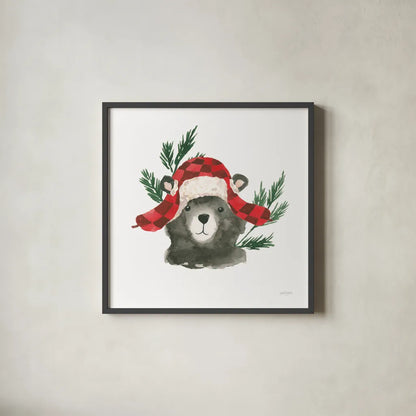 Critter Greetings V by Jenaya Jackson. Shown in a sleek black glass frame for a contemporary gallery look. Available as an archival giclee rolled canvas, fine art paper, or poster print. SKU 83577a.