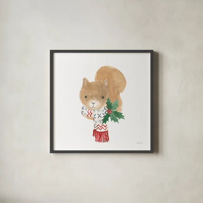 Critter Greetings VI by Jenaya Jackson. Shown in a sleek black glass frame for a contemporary gallery look. Available as an archival giclee rolled canvas, fine art paper, or poster print. SKU 83578a.