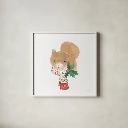 Critter Greetings VI by Jenaya Jackson. Shown in a crisp white glass frame for a clean and minimalist style. Available as an archival giclee rolled canvas, fine art paper, or poster print. SKU 83578a.