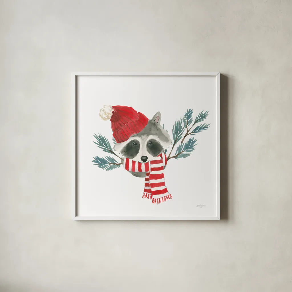 Critter Greetings VII by Jenaya Jackson. Shown in a crisp white glass frame for a clean and minimalist style. Available as an archival giclee rolled canvas, fine art paper, or poster print. SKU 83579a.