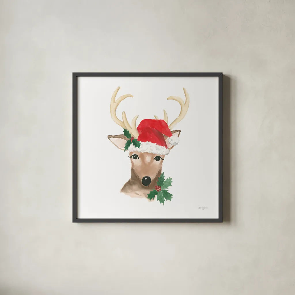 Critter Greetings VIII by Jenaya Jackson. Shown in a sleek black glass frame for a contemporary gallery look. Available as an archival giclee rolled canvas, fine art paper, or poster print. SKU 83580a.