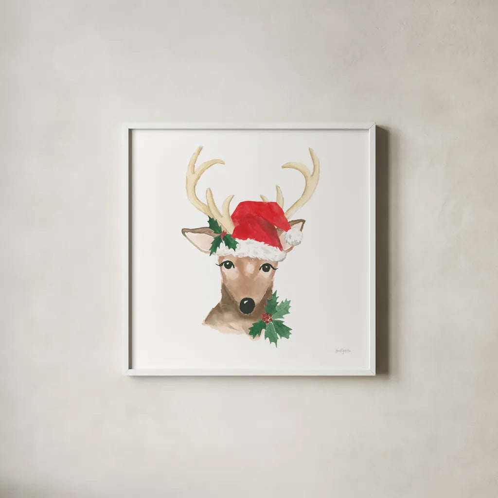 Critter Greetings VIII by Jenaya Jackson. Shown in a crisp white glass frame for a clean and minimalist style. Available as an archival giclee rolled canvas, fine art paper, or poster print. SKU 83580a.