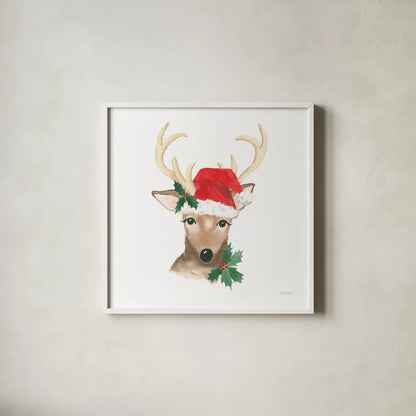 Critter Greetings VIII by Jenaya Jackson. Shown in a crisp white glass frame for a clean and minimalist style. Available as an archival giclee rolled canvas, fine art paper, or poster print. SKU 83580a.