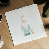 Easter Gnomes I by Jenaya Jackson. Shown as a detailed flat fine art print, highlighting archival giclee quality. Available as an archival giclee rolled canvas, fine art paper, or poster print. SKU 73262a.
