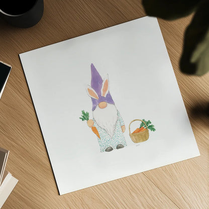 Easter Gnomes IV Bright by Jenaya Jackson. Shown as a detailed flat fine art print, highlighting archival giclee quality. Available as an archival giclee rolled canvas, fine art paper, or poster print. SKU 75761a.