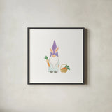 Easter Gnomes IV Bright by Jenaya Jackson. Shown in a sleek black glass frame for a contemporary gallery look. Available as an archival giclee rolled canvas, fine art paper, or poster print. SKU 75761a.