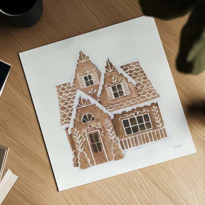 Gingerbread  Dream House II by Jenaya Jackson. Shown as a detailed flat fine art print, highlighting archival giclee quality. Available as an archival giclee rolled canvas, fine art paper, or poster print. SKU 100007a.