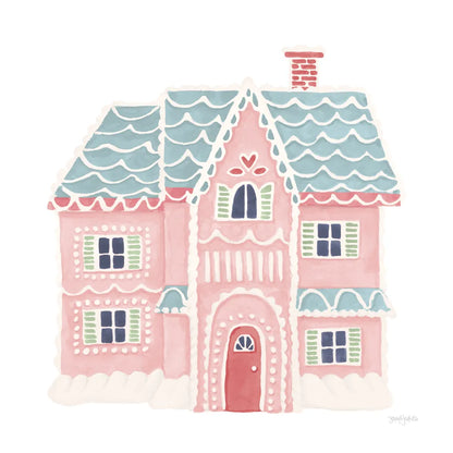 Gingerbread Dream House I Pastel by Jenaya Jackson. SKU 100727a. Archival Giclee Fine art print for wall decor.