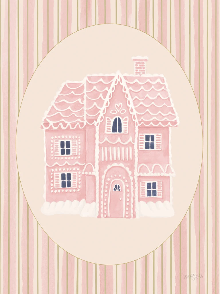 Gingerbread Dream House I Pink Oval by Jenaya Jackson