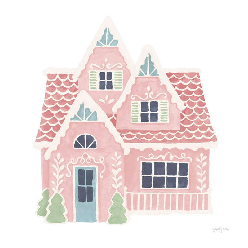 Gingerbread Dream House II Pastel by Jenaya Jackson. SKU 100728a. Archival Giclee Fine art print for wall decor.