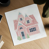 Gingerbread Dream House II Pastel by Jenaya Jackson. Shown as a detailed flat fine art print, highlighting archival giclee quality. Available as an archival giclee rolled canvas, fine art paper, or poster print. SKU 100728a.