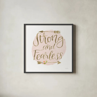Girl Power I Strong and Fearless Bright by Jenaya Jackson. Shown in a sleek black glass frame for a contemporary gallery look. Available as an archival giclee rolled canvas, fine art paper, or poster print. SKU 42882a.