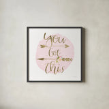 Girl Power II You Got This by Jenaya Jackson. Shown in a sleek black glass frame for a contemporary gallery look. Available as an archival giclee rolled canvas, fine art paper, or poster print. SKU 37494a.