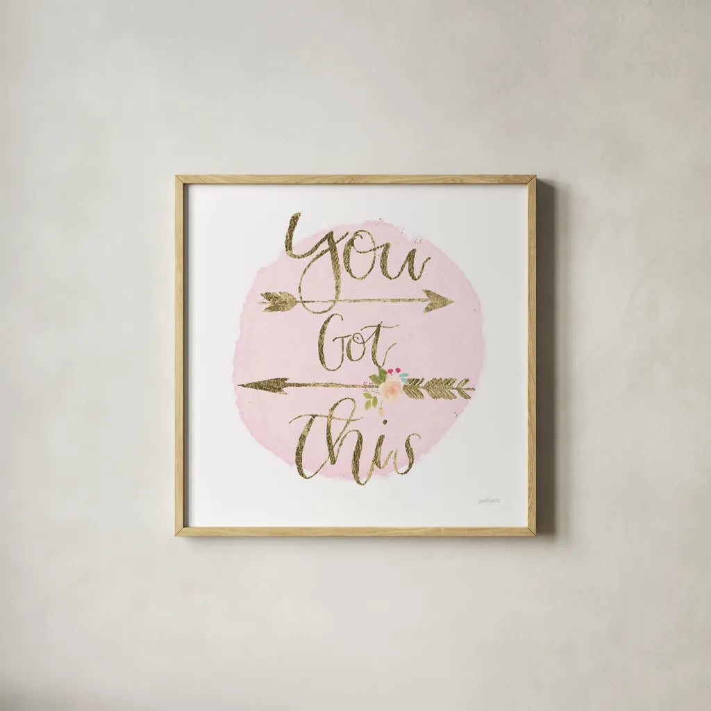 Girl Power II You Got This by Jenaya Jackson. Shown in a natural wood glass frame for a timeless modern aesthetic. Available as an archival giclee rolled canvas, fine art paper, or poster print. SKU 37494a.