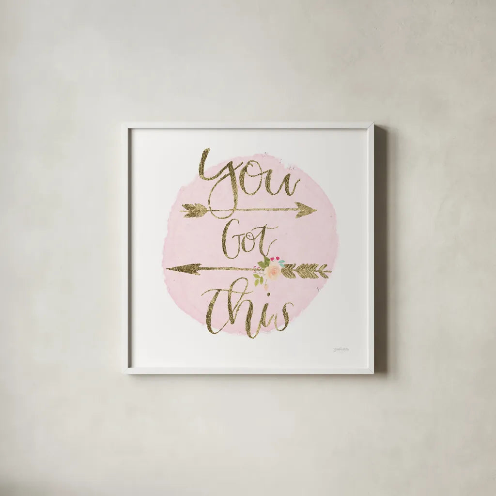 Girl Power II You Got This by Jenaya Jackson. Shown in a crisp white glass frame for a clean and minimalist style. Available as an archival giclee rolled canvas, fine art paper, or poster print. SKU 37494a.
