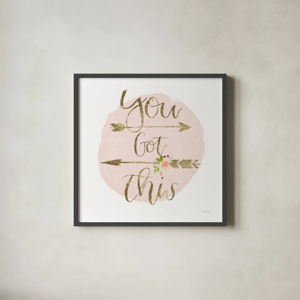 Girl Power II You Got This Bright by Jenaya Jackson. Shown in a sleek black glass frame for a contemporary gallery look. Available as an archival giclee rolled canvas, fine art paper, or poster print. SKU 42883a.