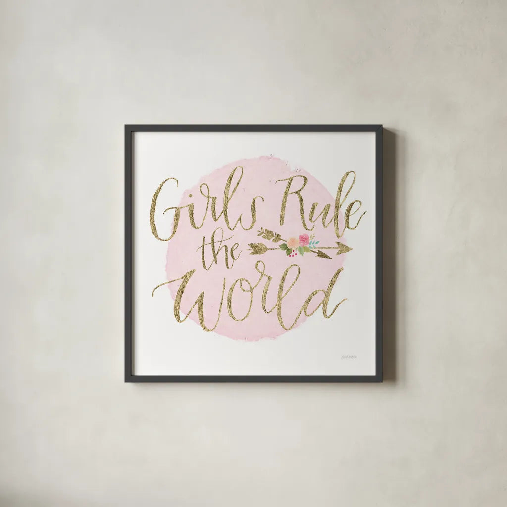 Girl Power III by Jenaya Jackson. Shown in a sleek black glass frame for a contemporary gallery look. Available as an archival giclee rolled canvas, fine art paper, or poster print. SKU 34606a.