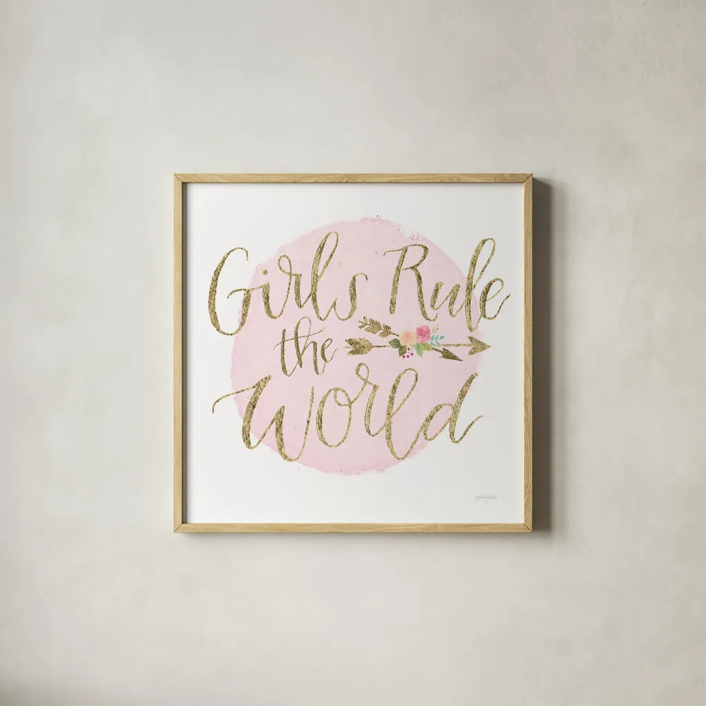 Girl Power III by Jenaya Jackson. Shown in a natural wood glass frame for a timeless modern aesthetic. Available as an archival giclee rolled canvas, fine art paper, or poster print. SKU 34606a.