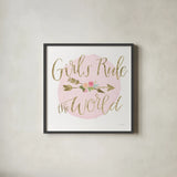 Girl Power III v2 by Jenaya Jackson. Shown in a sleek black glass frame for a contemporary gallery look. Available as an archival giclee rolled canvas, fine art paper, or poster print. SKU 37495a.