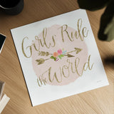 Girl Power III v2 Bright by Jenaya Jackson. Shown as a detailed flat fine art print, highlighting archival giclee quality. Available as an archival giclee rolled canvas, fine art paper, or poster print. SKU 42884a.