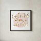 Girl Power III v2 Bright by Jenaya Jackson. Shown in a sleek black glass frame for a contemporary gallery look. Available as an archival giclee rolled canvas, fine art paper, or poster print. SKU 42884a.