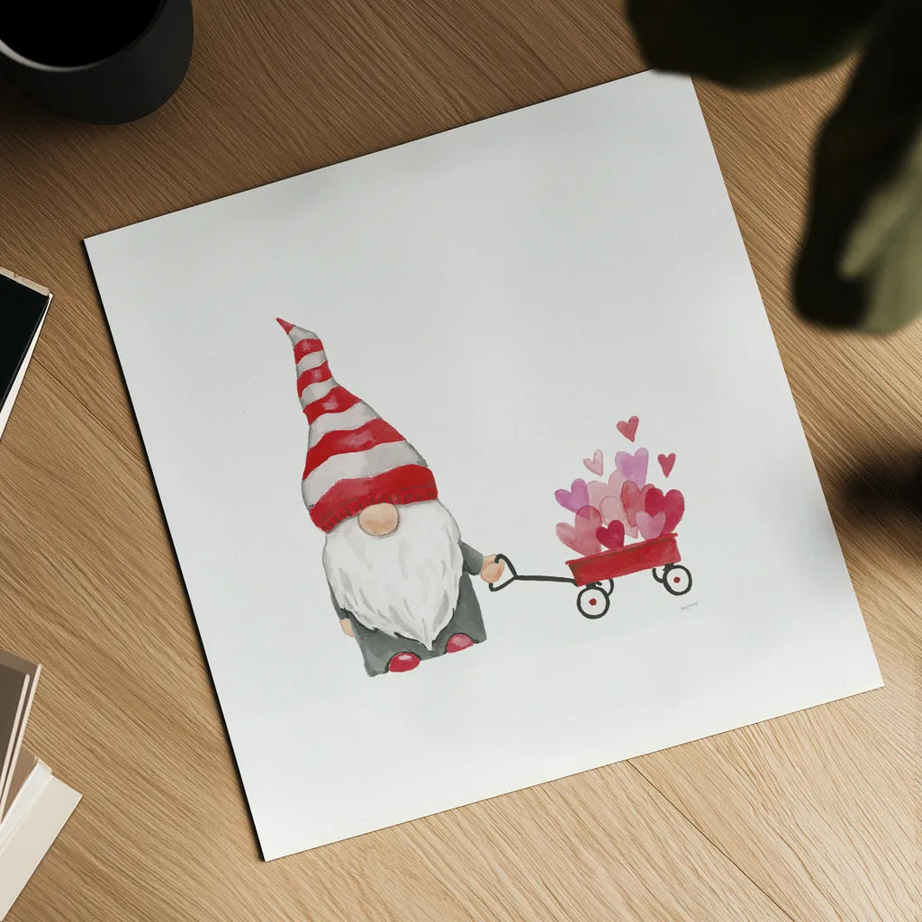 Gnomes in Love III by Jenaya Jackson. Shown as a detailed flat fine art print, highlighting archival giclee quality. Available as an archival giclee rolled canvas, fine art paper, or poster print. SKU 71278a.