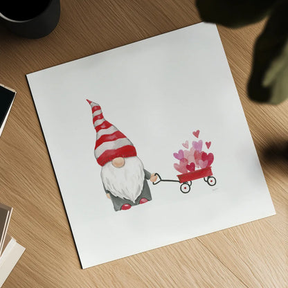 Gnomes in Love III by Jenaya Jackson. Shown as a detailed flat fine art print, highlighting archival giclee quality. Available as an archival giclee rolled canvas, fine art paper, or poster print. SKU 71278a.