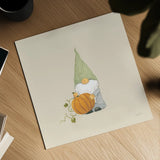 Harvest Gnomes I Neutral by Jenaya Jackson. Shown as a detailed flat fine art print, highlighting archival giclee quality. Available as an archival giclee rolled canvas, fine art paper, or poster print. SKU 74804a.