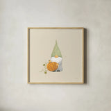 Harvest Gnomes I Neutral by Jenaya Jackson. Shown in a natural wood glass frame for a timeless modern aesthetic. Available as an archival giclee rolled canvas, fine art paper, or poster print. SKU 74804a.